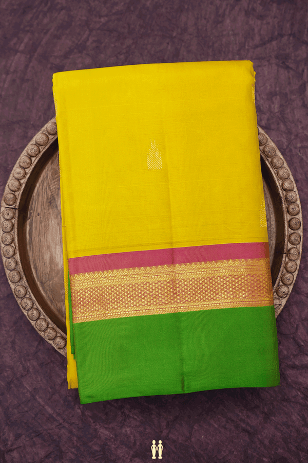 Temple Zari Buttas Sunflower Yellow Kanchipuram Silk Saree