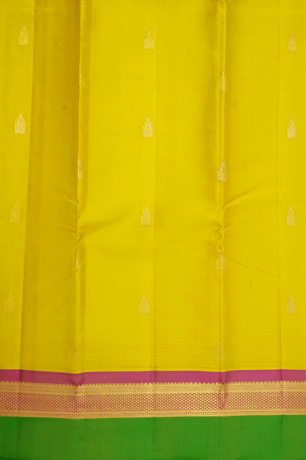 Temple Zari Buttas Sunflower Yellow Kanchipuram Silk Saree