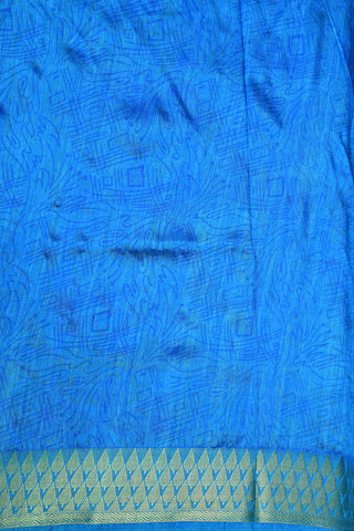 Thilagam Border With Chakram And Diamond Digital Printed Royal Blue Semi Raw Silk Saree