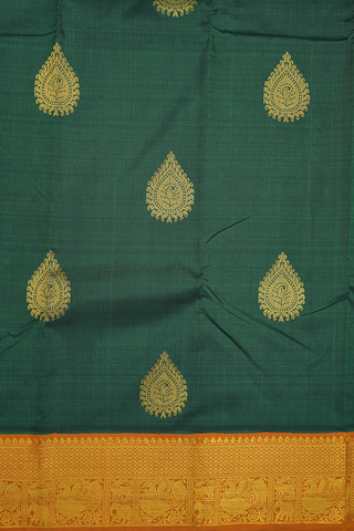 Thilagam Zari Motifs Emerald Green Kanchipuram Silk Saree