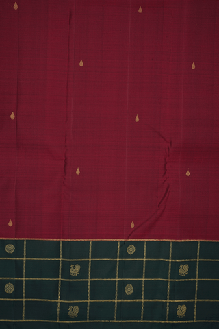 Thilagam Zari Buttis Berry Red Kanchipuram Silk Saree