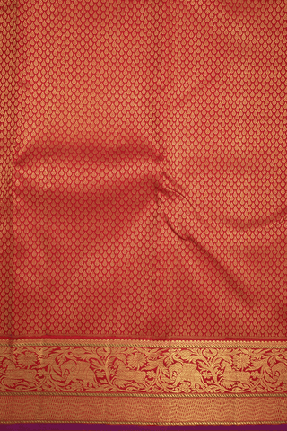 Allover Thilagam Zari Buttis Ruby Red Kanchipuram Silk Saree