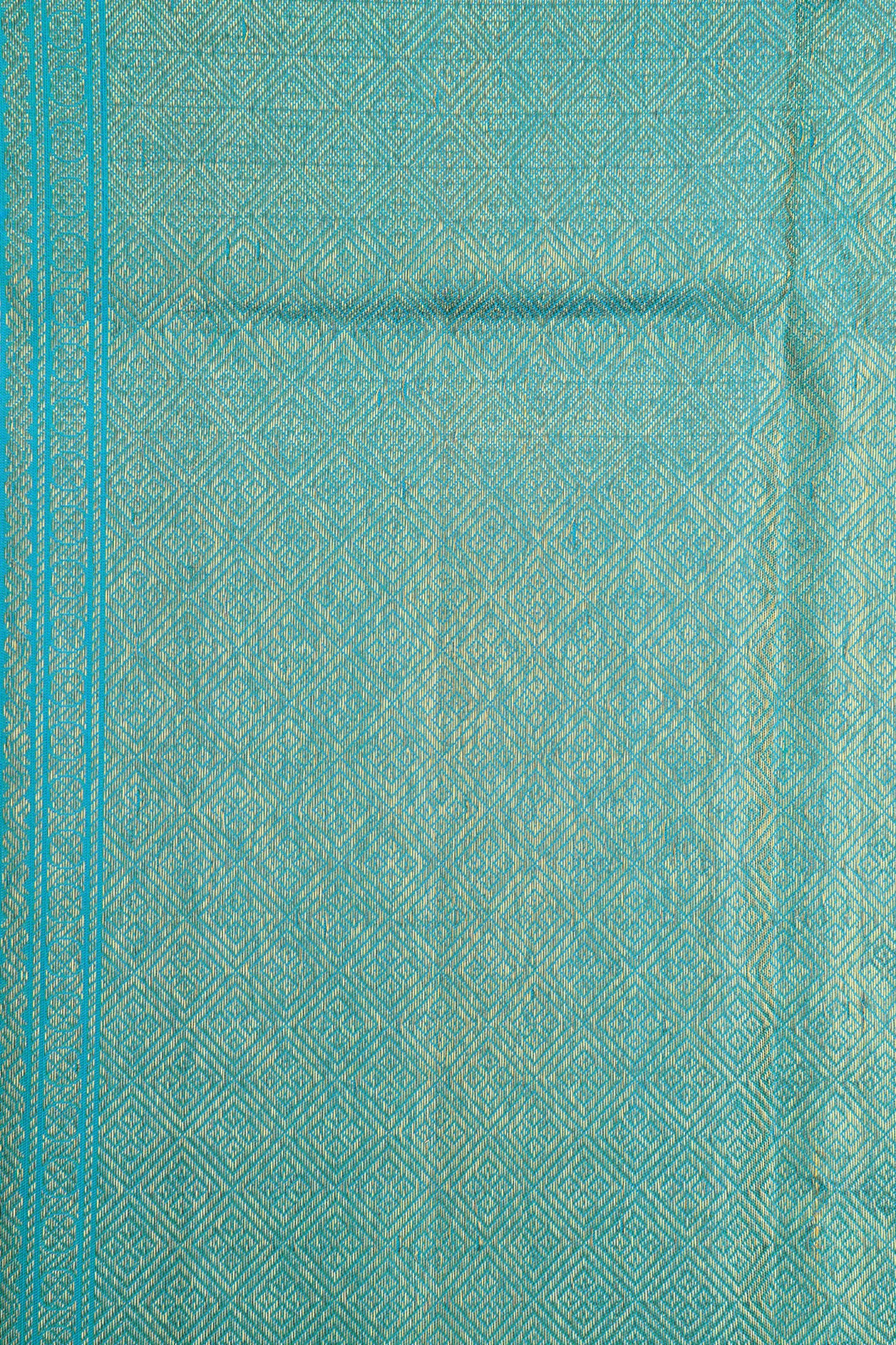 Thread Work With Turquoise Blue Kanchipuram Silk Saree
