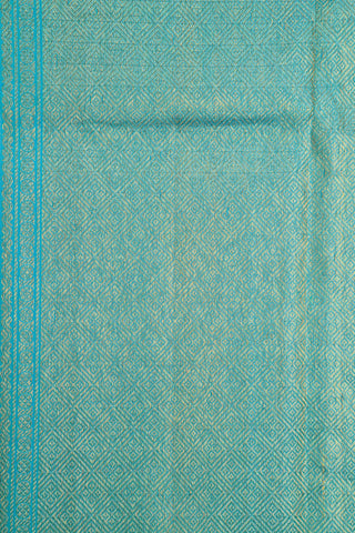 Thread Work With Turquoise Blue Kanchipuram Silk Saree