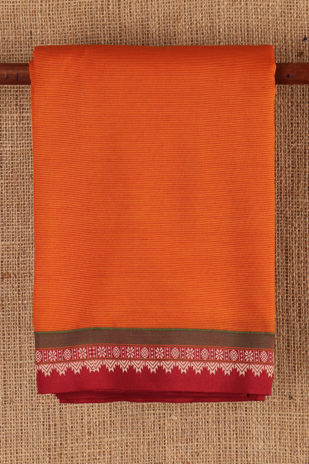 Thread Work Border With Orange Dharwad Cotton Saree