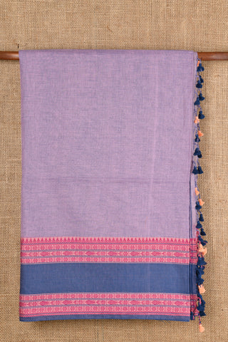 Thread Work Contrast Border Light Purple Bengal Cotton Saree