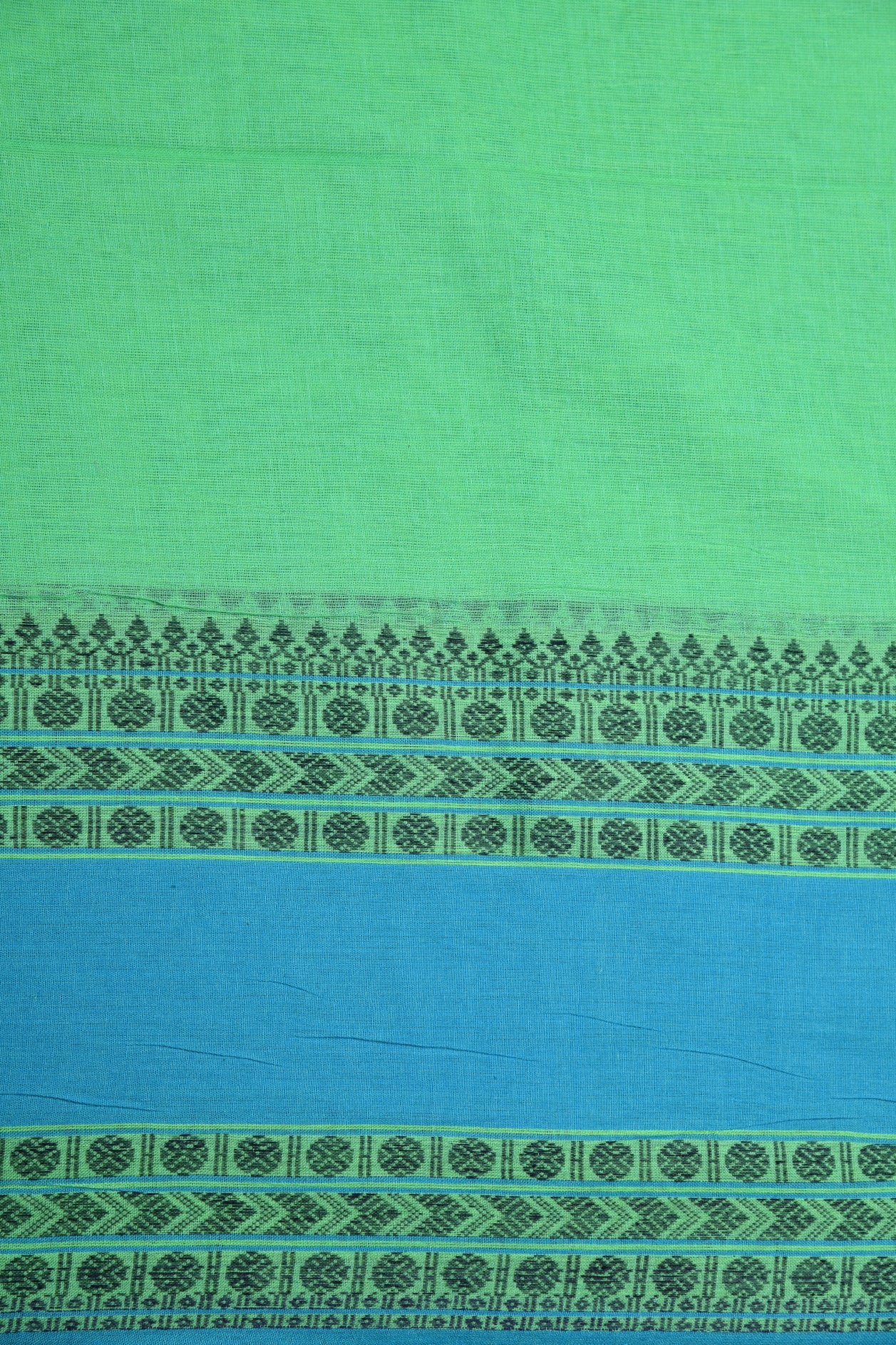Thread Work Turquoise Green Bengal Cotton Saree