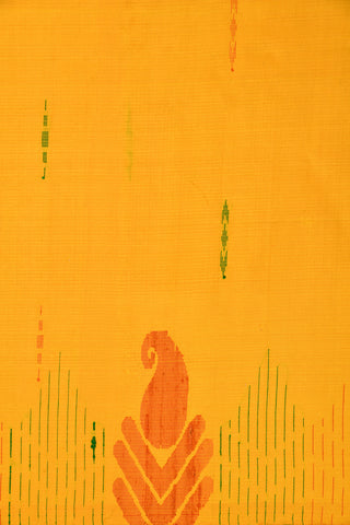 Thread Work With Paisley Design Yellow Soft Silk Saree