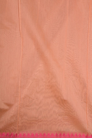 Thread Work Border In Bindi Buttis Peach Orange Semi Kota Cotton Saree