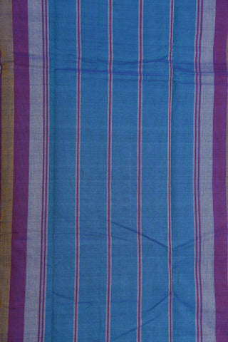Thread Work Border In Plain Azure Blue Chettinad Cotton Saree