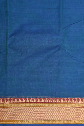 Thread Work Border In Plain Azure Blue Chettinad Cotton Saree