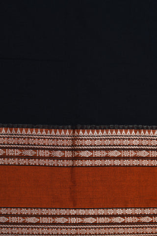 Thread Work Border In Plain Black Bengal Cotton Saree
