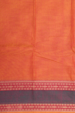 Thread Work Border In Plain Bright Orange Chettinad Cotton Saree