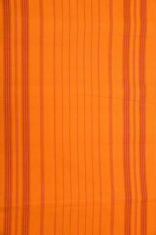 Thread Work Border In Plain Bright Orange Mangalagiri Cotton Saree
