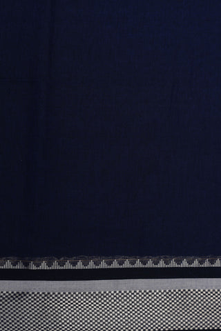 Thread Work Temple Border In Plain Navy Blue Bengal Cotton Saree