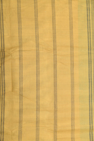 Thread Work Border In Plain Ochre Yellow Chettinad Cotton Saree