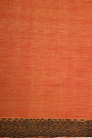 Thread Work Border In Plain Peach Orange Mangalagiri Cotton Saree