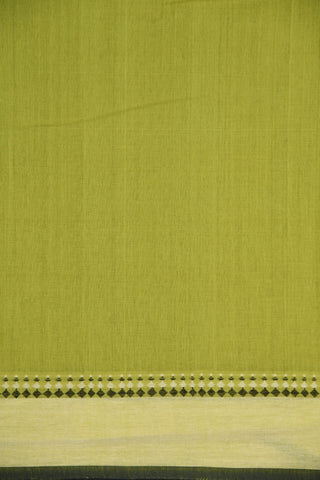 Thread Work Border In Plain Pear Green Hand Spun Cotton Saree