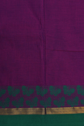 Thread Work Border In Plain Purple Chettinad Cotton Saree