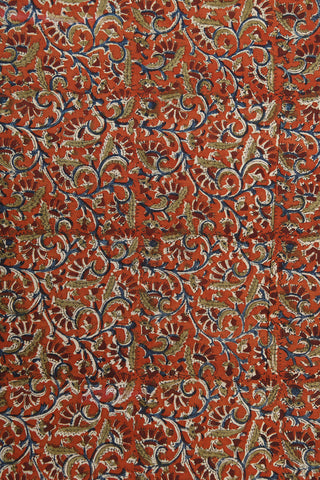 Thread Work Border In Plain Taupe Grey Chettinad Cotton Saree With Kalamkari Printed Blouse