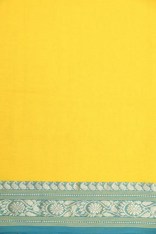 Thread Work Border In Plain Yellow Bengal Cotton Saree