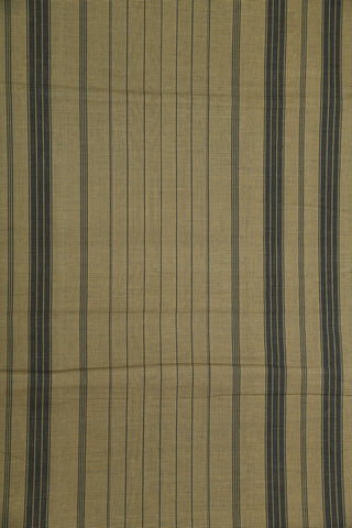 Thread Work Border In Small Stripes Sage Green Mangalagiri Cotton Saree