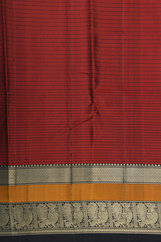 Thread Work Border In Stripes Maroon Kanchipuram Silk Saree