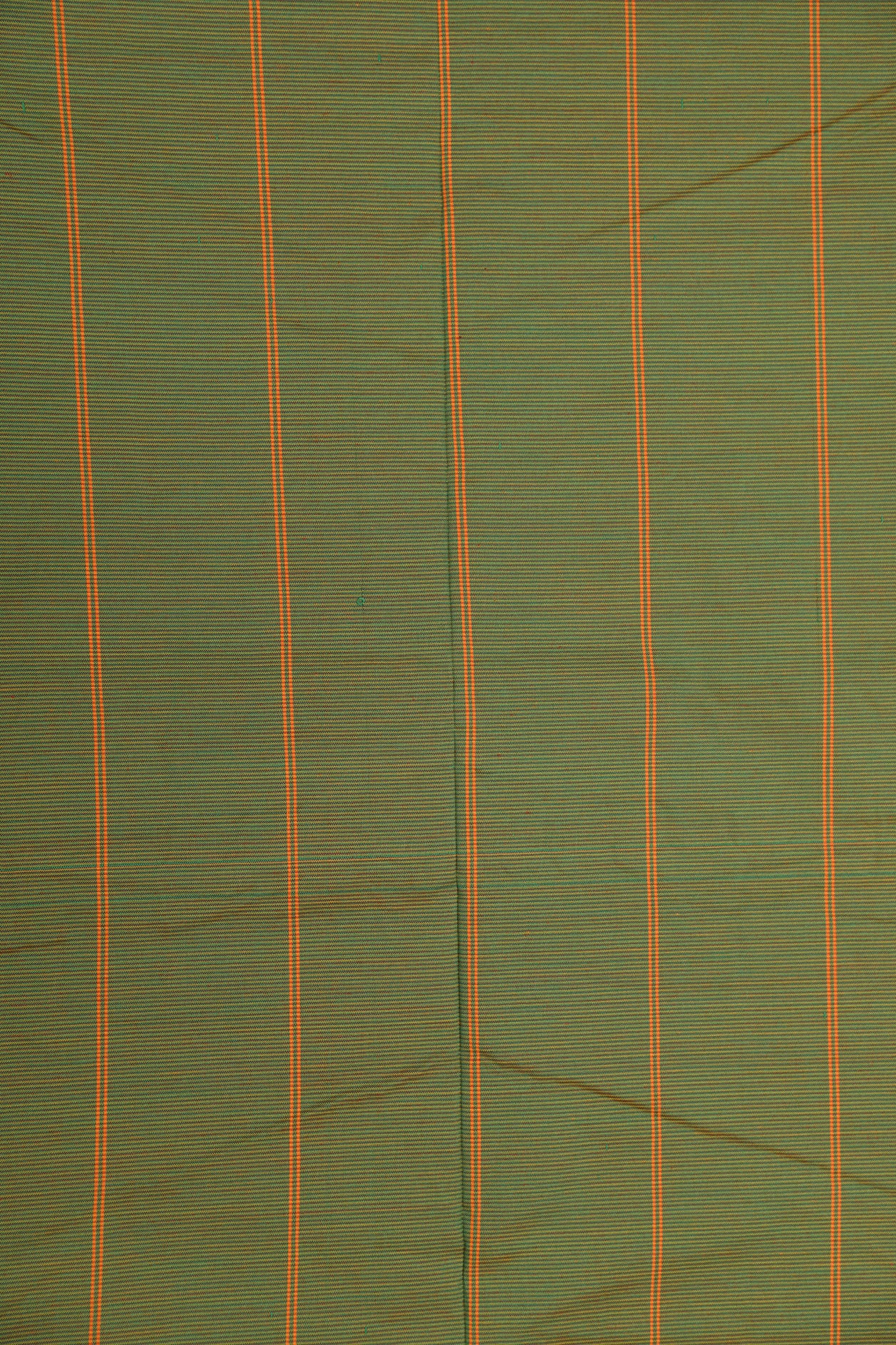 Thread Work Border In Stripes Mustard Dharwad Cotton Saree