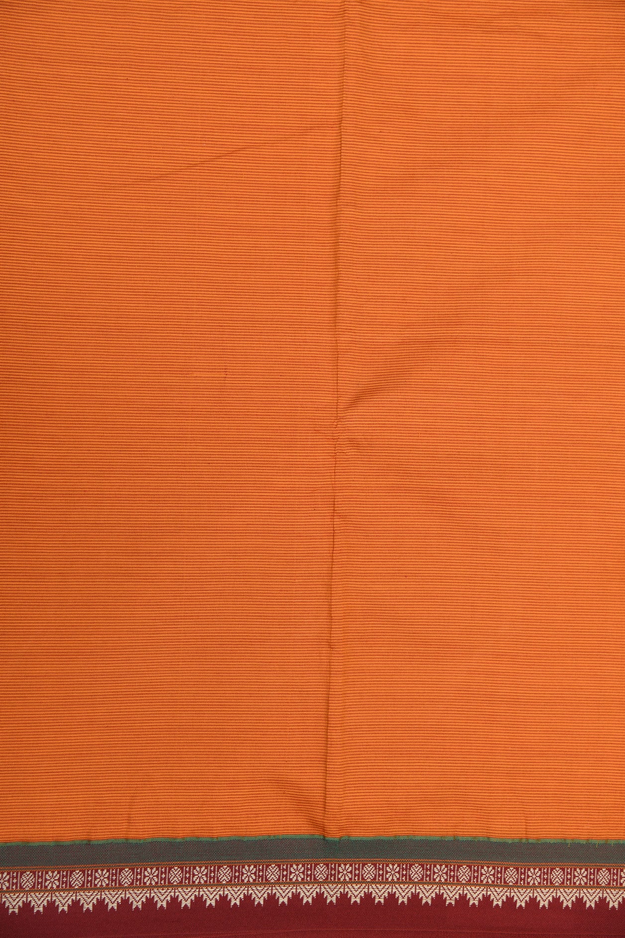 Thread Work Border In Stripes Mustard Dharwad Cotton Saree