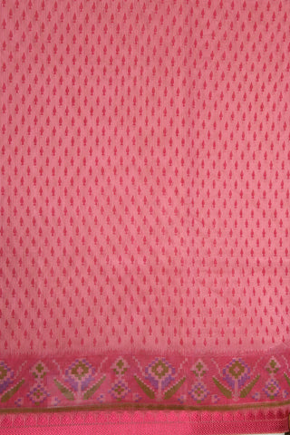 Thread Work Border With Bindi Buttis Coral Pink Semi Kota Cotton Saree