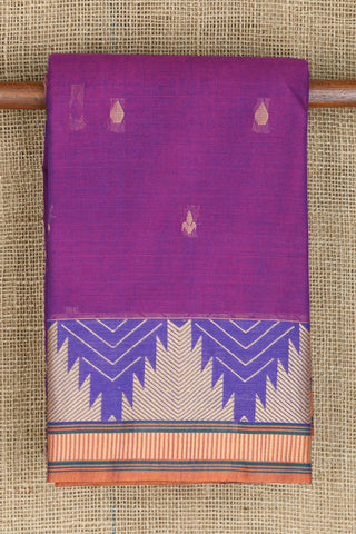 Thread Work Border With Buttis Purple Chettinad Cotton Saree