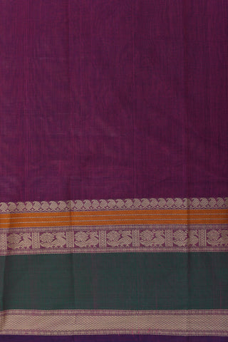 Thread Work Border With Checks And Iruthalai Pakshi Buttas Purple Coimbatore Cotton Saree