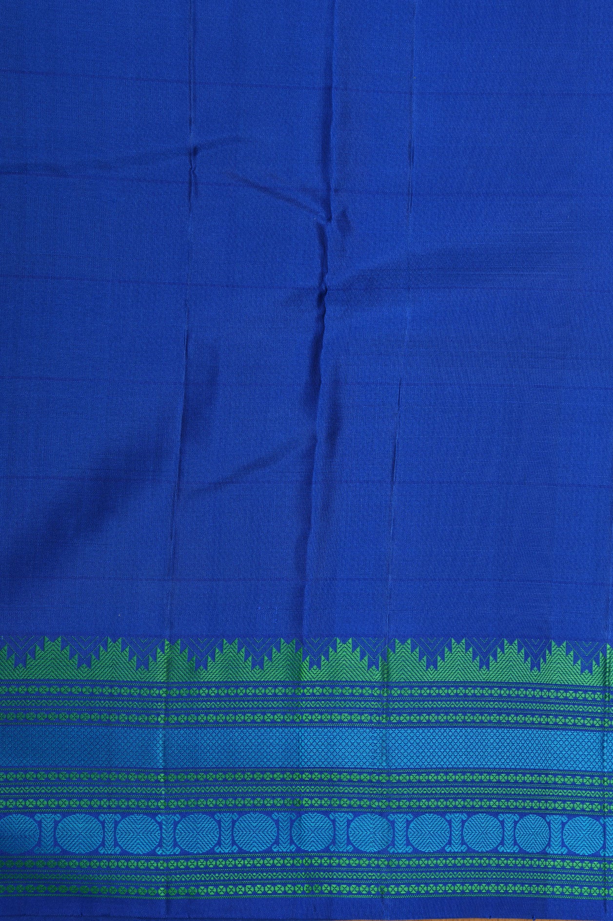 Thread Work Border With Checks And Rudraksh Butta Bluish Green Kanchipuram Silk Saree
