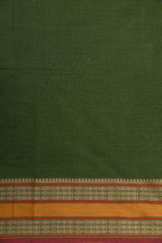 Thread Work Border With Floral Buttis Green Coimbatore Cotton Saree
