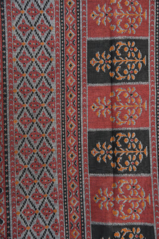 Thread Work Border With Floral Design Grey Printed Ahmedabad Cotton Saree