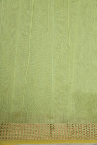Thread Work Border With Floral Printed Soft Green Semi Kora Cotton Saree