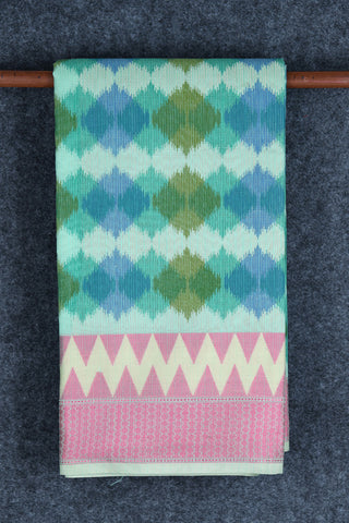 Thread Work Border With Geometric Pattern Multicolor Semi Kota Cotton Saree