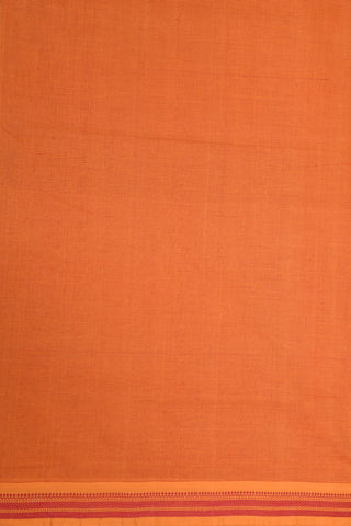Thread Work Border With Small Stripes Marigold Orange Mangalagiri Cotton Saree