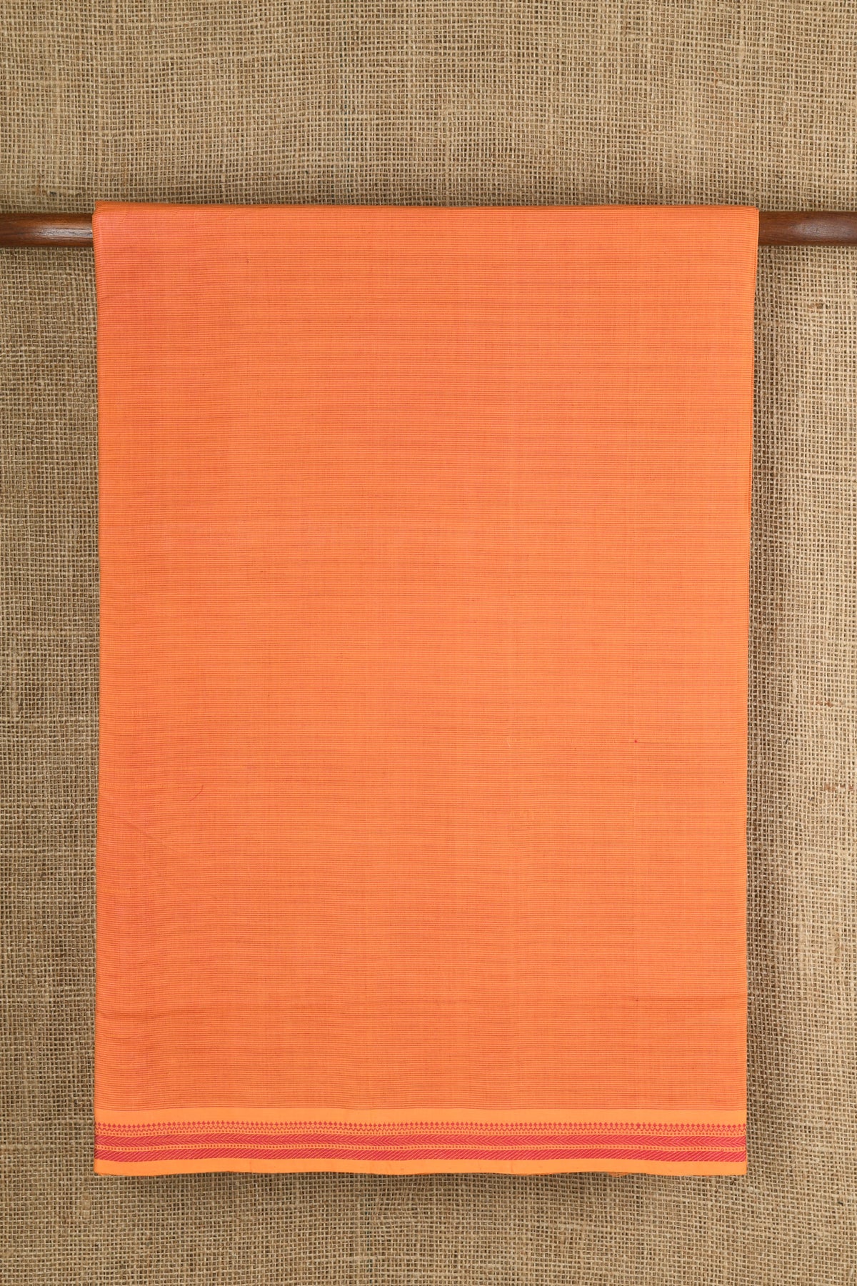 Thread Work Border With Small Stripes Marigold Orange Mangalagiri Cotton Saree
