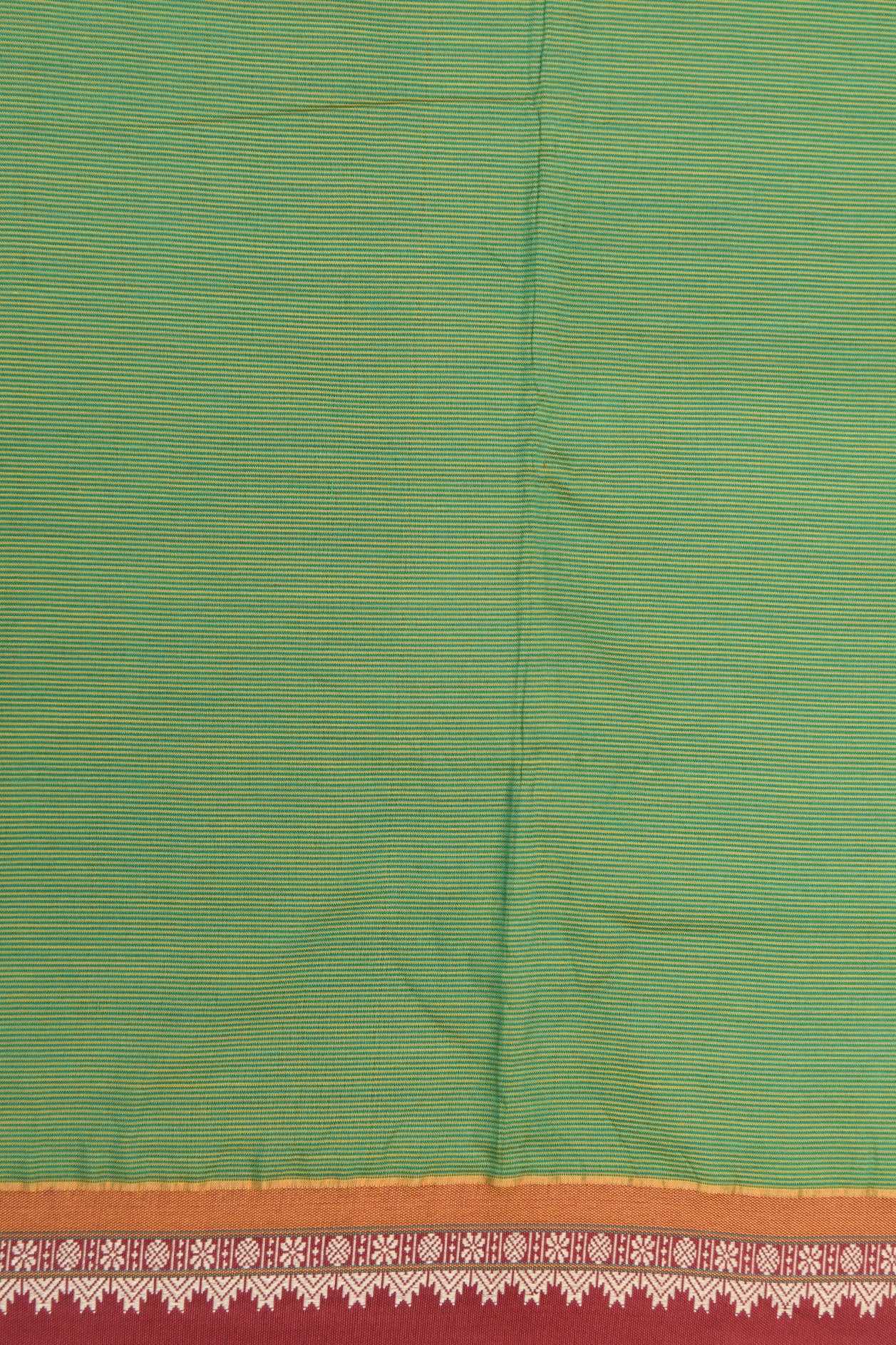 Thread Work Border In Stripes Green Dharwad Cotton Saree