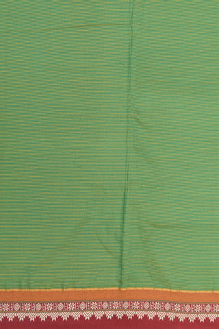 Thread Work Border In Stripes Green Dharwad Cotton Saree