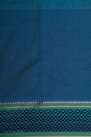 Thread Work Border With Zig Zag Design Pine Green Chanderi Cotton Saree