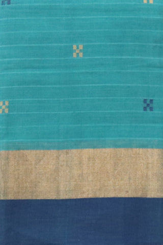 Thread Work Buttis Cerulean Blue Kanchi Cotton Saree