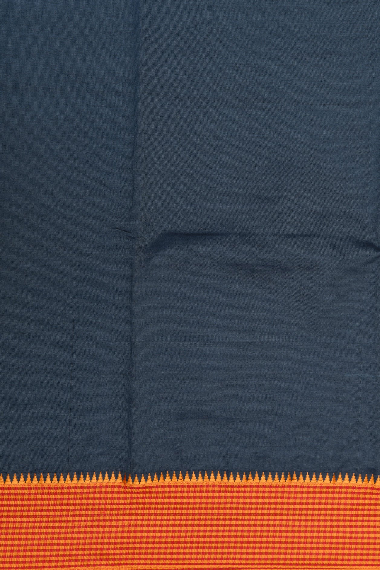 Thread Work Checks Border In Plain Charcoal Grey Dharwad Cotton Saree