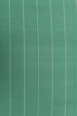 Thread Work Contrast Border In Stripes Off White Semi Dharwad Cotton Saree