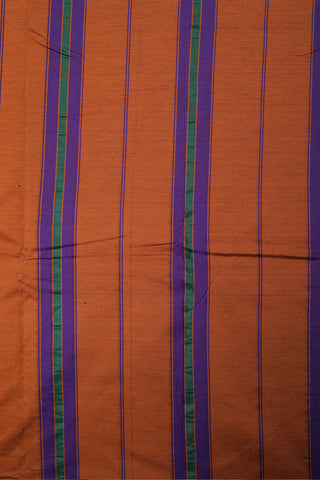 Thread Work Ganga Jamuna Border With Stripes Purple Dharwad Cotton Saree