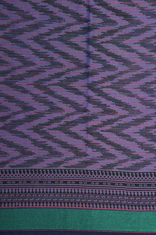 Thread Work Ganga Jamuna Border With Zig Zag Printed Lavender Chanderi Cotton Saree