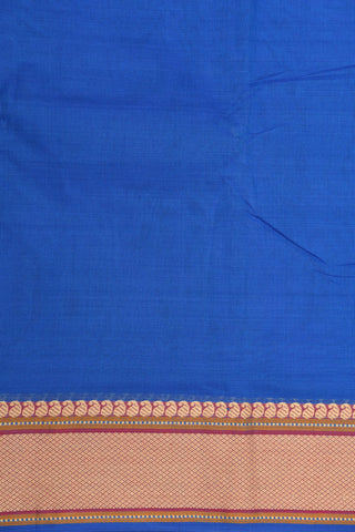 Thread Work Paisley Border In Plain Azure Blue Chettinad Cotton Saree