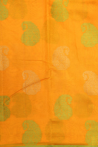 Thread Work Paisley Butta Mango Yellow Raw Silk Saree