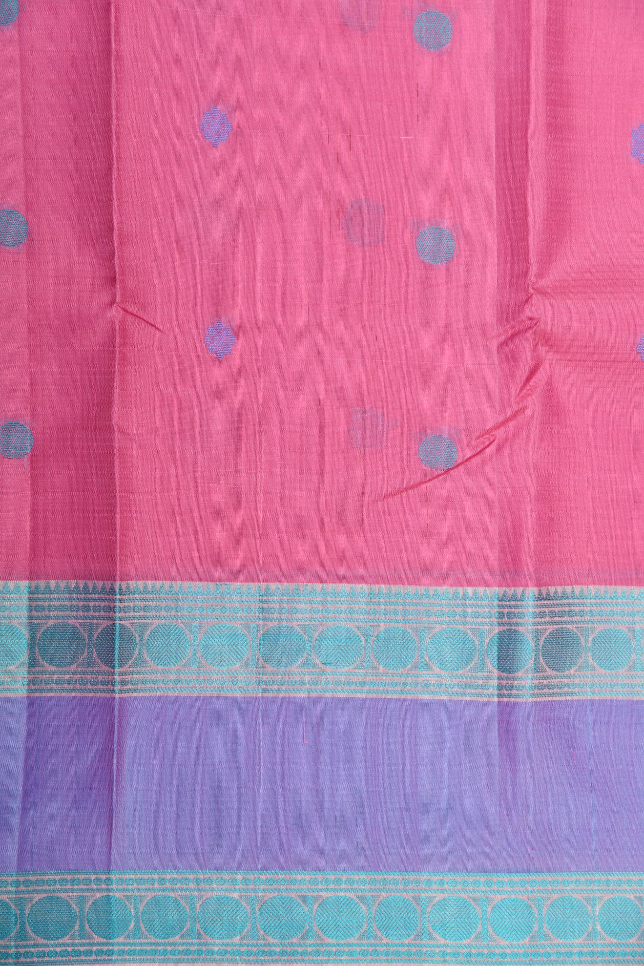 Thread Work Rudraksh Border In Buttis Pink Kanchipuram Silk Saree